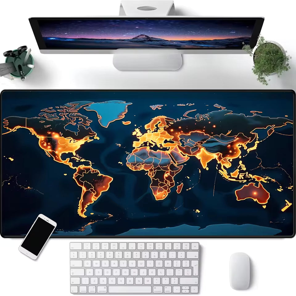 Sous main bureau | Motif carte du monde